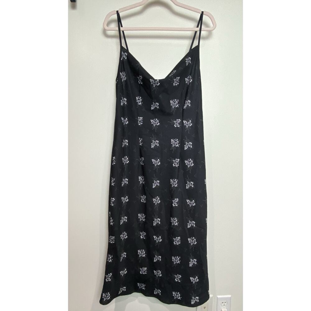 Romwe Sz Large 8/10 Women's Floral Black Spaghetti Straps Maxi Dress Zip GUC
